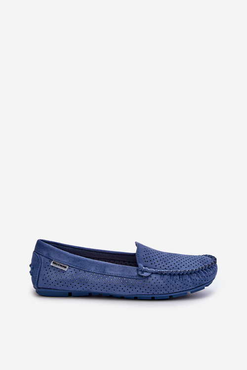Women's Blue Perforated Moccasins Rasirna