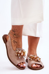 Suede Flat Sandals Nicole 2805/042 Beige