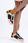 Women's Leather Platform Sneakers Black And Green Chaya