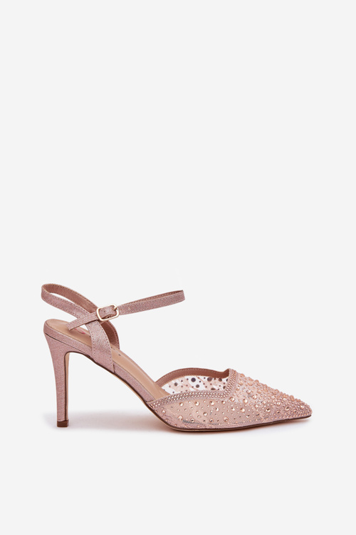 Embellished heels with open heel Champagne Nanadra