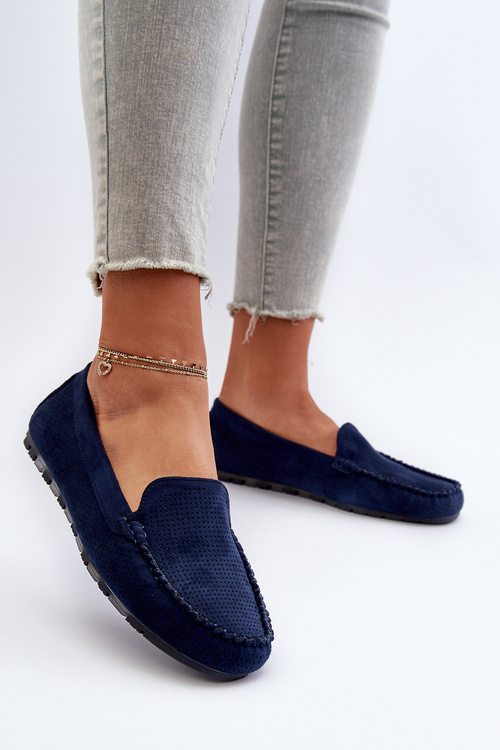 Women's Navy Suede Moccasins Ranica