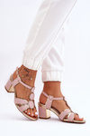 Women's Leather Low Heel Sandals Pink Riley