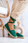Tied Suede Espadrilles Dark Green Ismanne