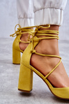 Classic Tied Suede Pumps Yellow Lucira