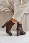Insulated Women's Heeled Boots Eco Leather Dark Brown Teresine