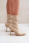 Fabric Stiletto Boots Light Beige Amune