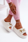 Women's Foam Slides With Decorations On Thick Sole White Bremavia