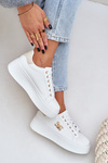 Buty Sportowe Sneakersy Damskie Na Platformie Biało-Beżowe Temittes