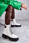 Women's Lacquered Boots Lace-up Workers White Conny