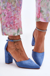Suede Pumps with Rhinestones Blue Diamond 