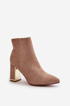 Ladies Heeled Boots Zip Fastened Insulated Eco Suede Light Brown Mevair