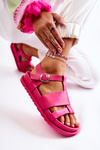Leather Sandals On Platform fuchsia Tessy