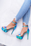 Women's Platform Stiletto Sandals Petrol Blue ShakeIt