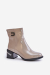 Lacquered Heeled Ankle Boots Insulated MR880-093 Gray