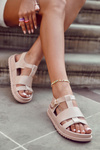 Leather Sandals On Platform Light Pink Tessy