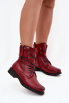 Botki Damskie Workery Bordowe Perfecto