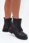 Leather Ankle Boots Workers Insulated With Zipper Black Elosie