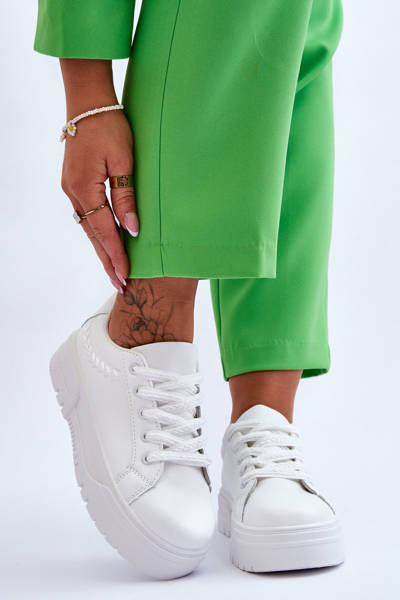 Comfortable Women's Sport Shoes On The Platform White Devan