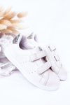 Children's Sneakers With Velcro White-Silver Cute Girl