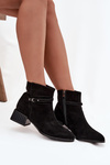 Women's Boots Made of Genuine Suede on Block Heeled Warm D&A CR52-651 Black