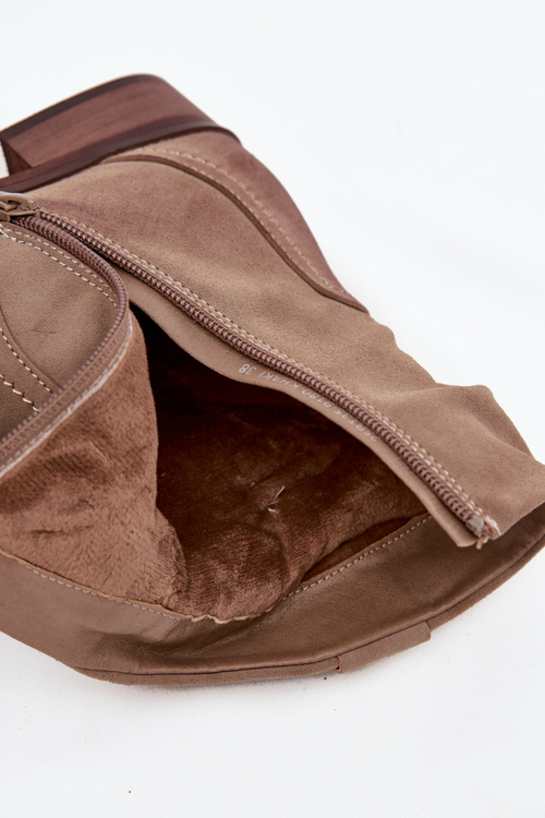 Women's ankle boots with low heel with gathering lined khaki Gracia