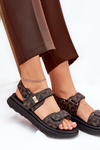 Fabric Women's Platform Sandals Black-Brown Leriot