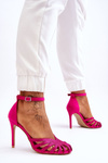 Fashion High Heels With Rhinestones Fuchsia Jaylen