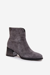 Women's boots from natural suede with heel lined Vinceza 66806 Gray