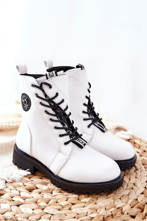 Dziecięce Ocieplane Botki Workery Białe Rosalie