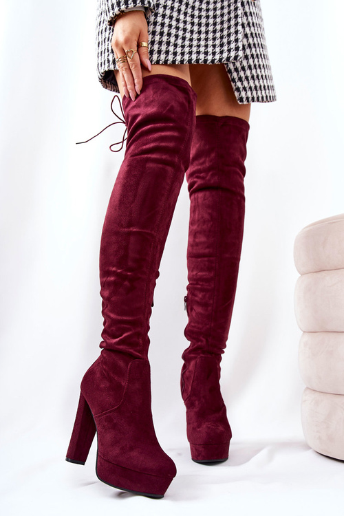 Suede heeled boots maroon Minesa