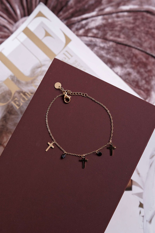 Women's Celebrity Bracelet Gold Three Crosses
