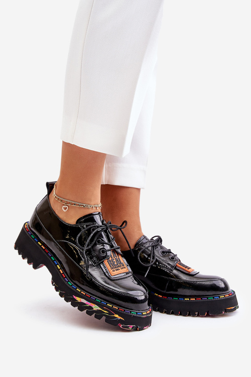 Lacquered Women's Lace-Up Shoes Artiker 55C0499 Black