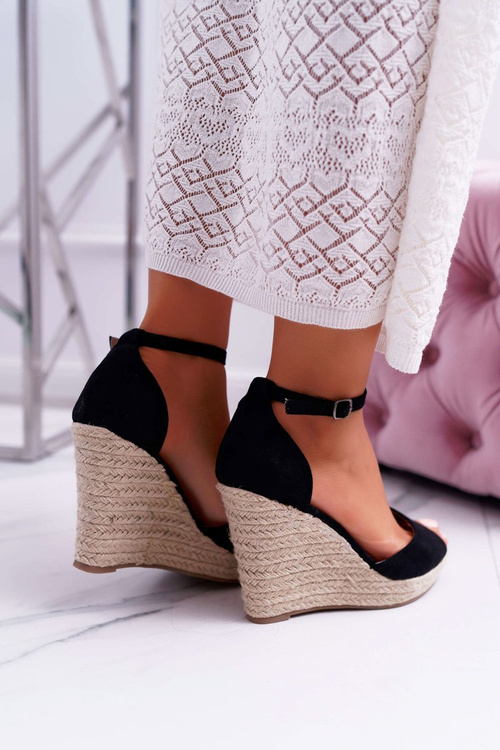 Women's Sandals On Heels Espadrilles Black Trame
