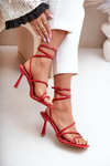 Stylish High Heels With Straps Red Saredi