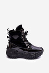 Women's Padded Boots on a Massive Platform Black Lanleh