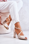 Leather Sandals On A Bar Beige Lorita
