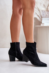 Cowboy Ankle Boots With Heel Eco Suede Black Arabelline