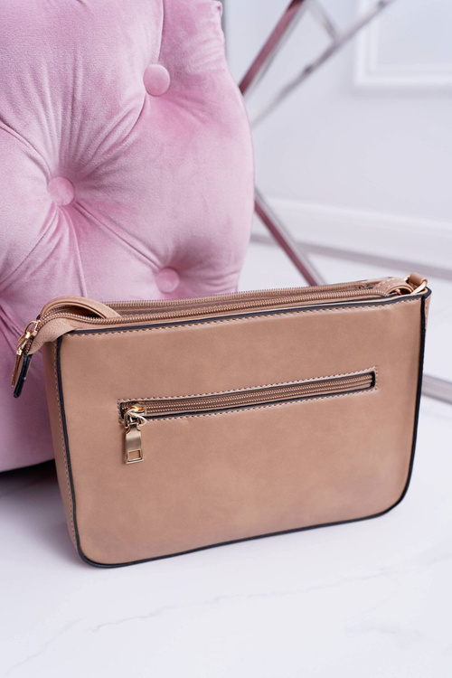 Ladies Handbag Over the Shoulder Beige Golden Letter V