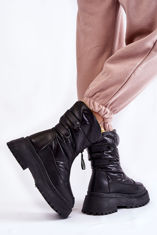 High Women's Snow Boots With Zipper Black Moira