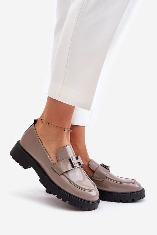 Women's Lacquered Moccasins Vinceza 62187 Grey