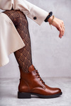 Lace-up boots on a flat heel caramel Grete