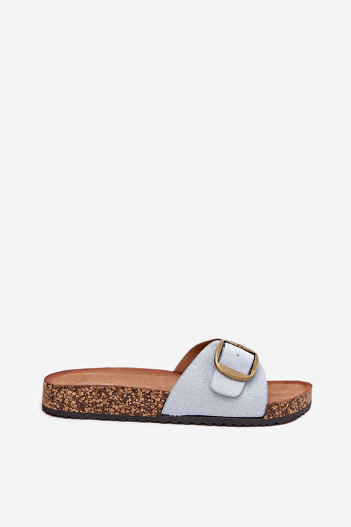 Women's Slippers With Buckle On Cork Platform Blue Zavira
