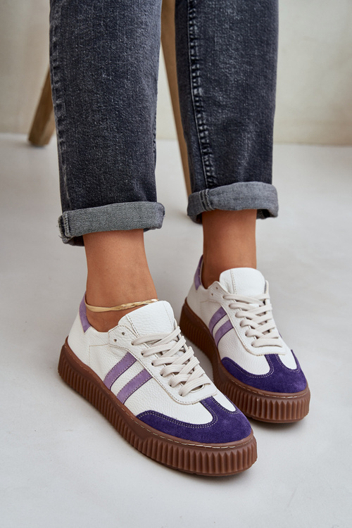 Damskie Sneakersy Skórzane Platforma Białe Zazoo N1068S6