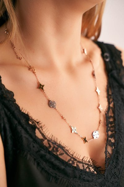 Women's Gold Necklace Chain Clover Silver 3 Gold Colors Merci