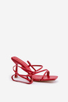 Sandały Z Paskami Na Szpilce Stylowe Czerwone Saredi 
