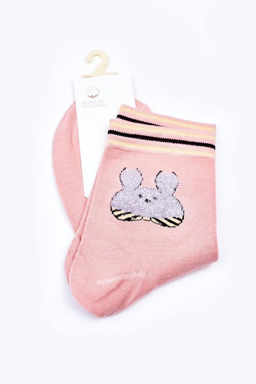 Women's Cotton Socks With Rabbit COSAS Pink