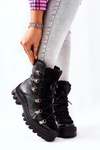 Padded Leather Trapper Boots Black Cateline