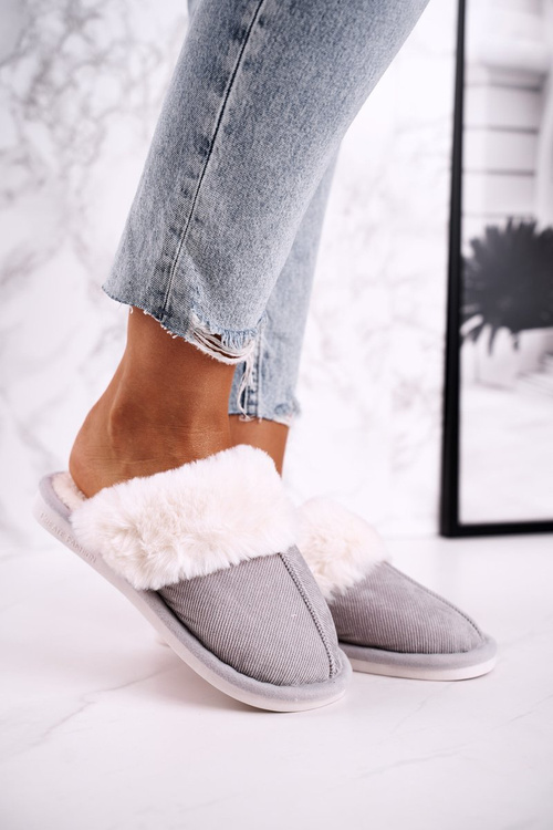 Women's Slippers With Fur Grey Homely