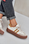 Damskie Sneakersy Skórzane Platforma Beżowe Zazoo N1068S6