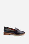 Leather Women's Patent Loafers Laura Messi 2760 Navy